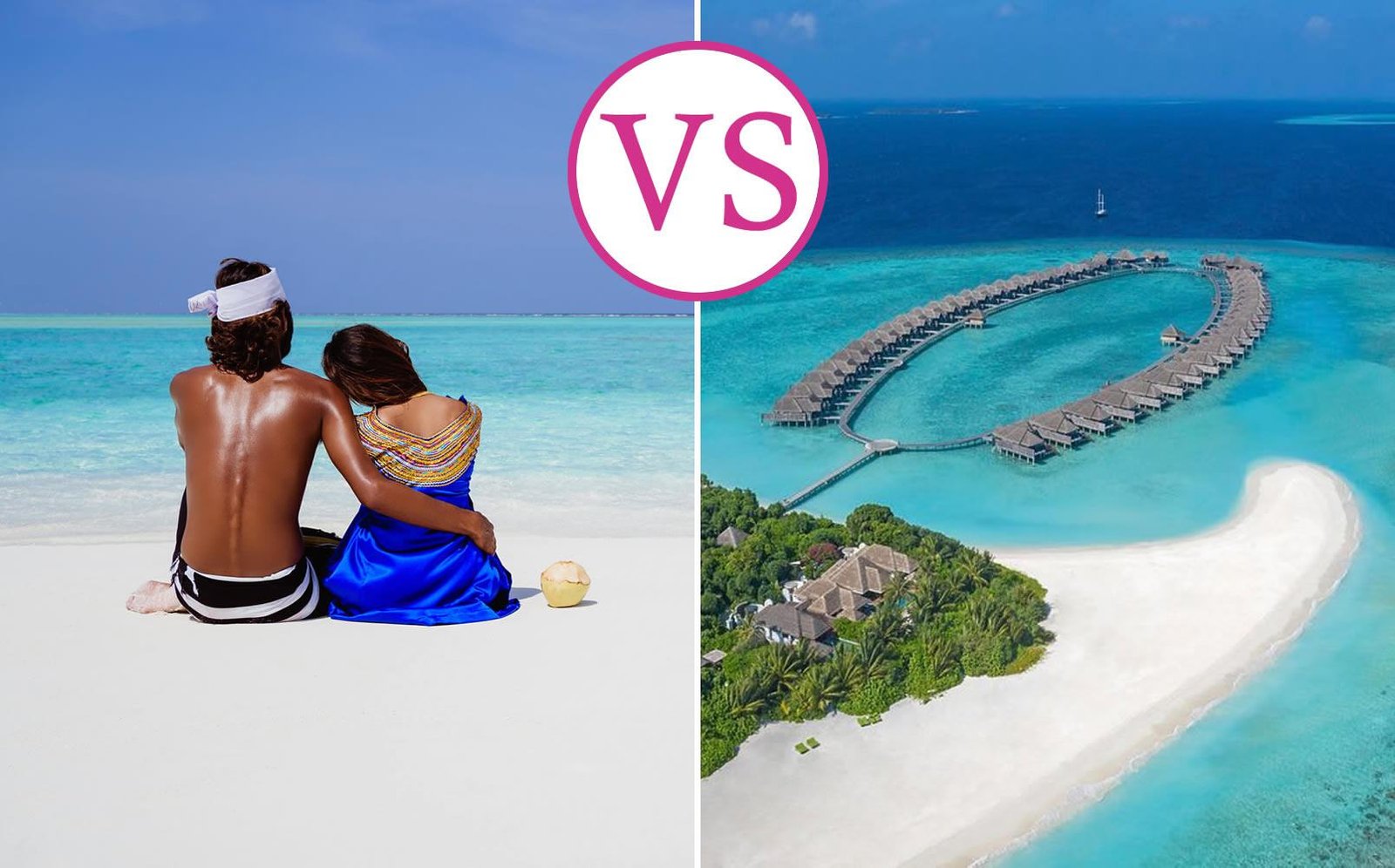 A Maldives local island beach set against the polish of a resort setting